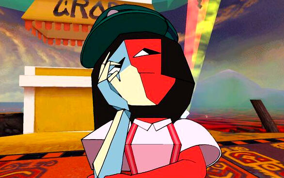 A transparent image of ENA yelling into a megaphone.